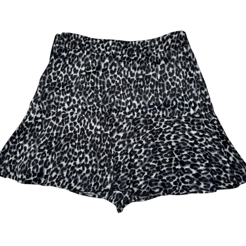 Zara Leopard Print Mini Skort Black/Navy Sz S NWT